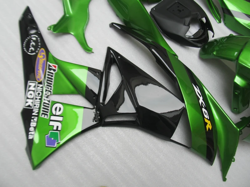 Обтекатель наборы для Kawasaki ZX 6R 2009 2010 2011 2012 ниндзя zx6r 09-12 цвета: зеленый, черный антиблокировочная система, мотоциклетные обтекатели комплект PA20