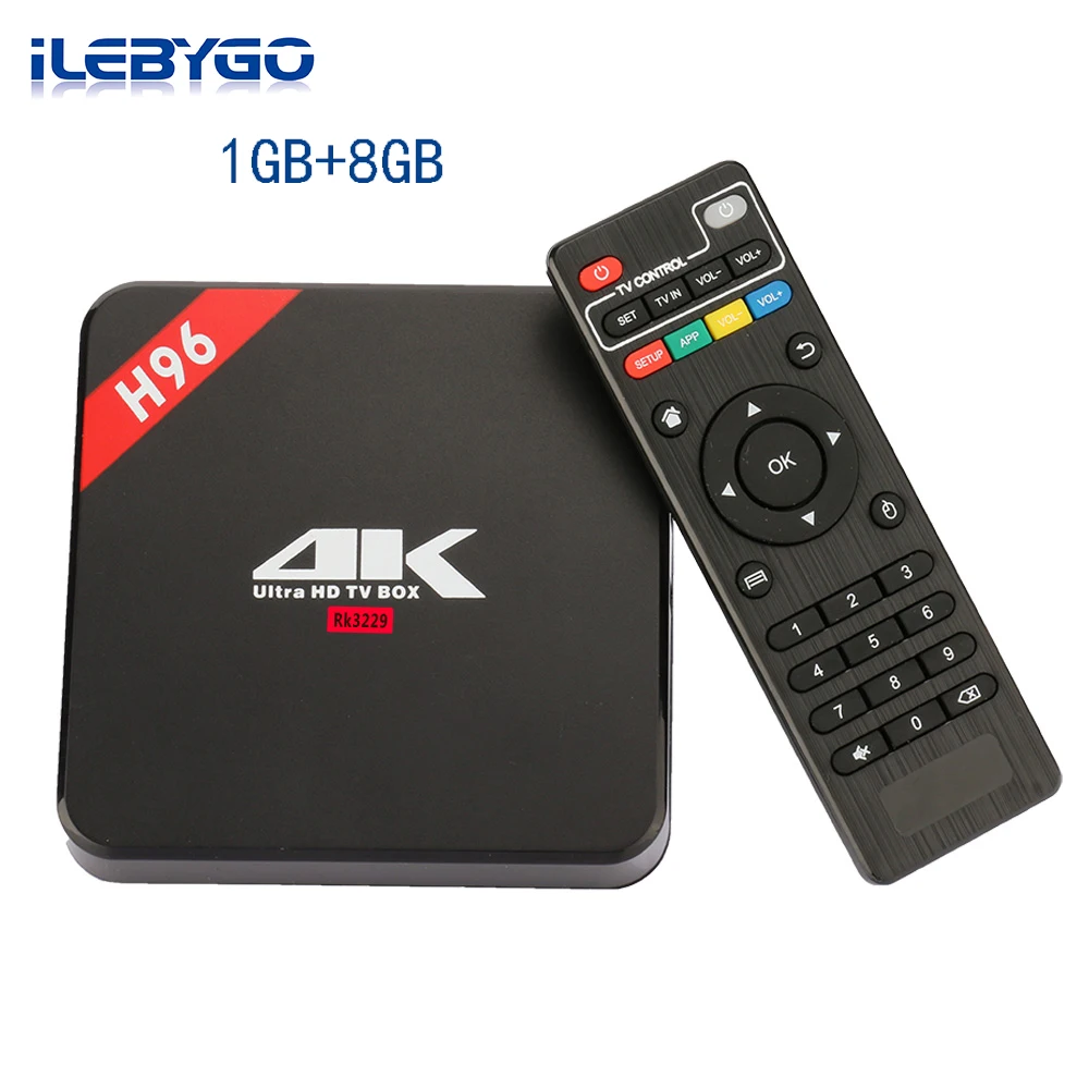 

iLebygo H96 Android 6.0 Smart TV BOX RK3229 1G DDR3 8G EMMC ROM Set Top Box 4K 3D H.265 Wifi media player TV Receiver