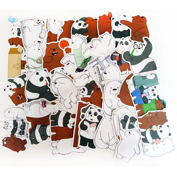 

36pcs/Lot We Bare Bears Graffiti Stickers Scrapbooking Skateboard Clear PVC Waterproof Laptop Luggage Stickers Pack Cool Cartoon