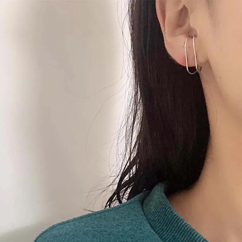 

Minimalist S925 Silver Gold Geometric C Pin Stud Earrings for Women Simple Hook E Earings Fashion Jewelry