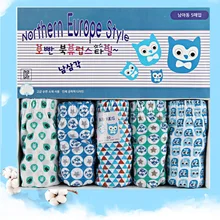 5 шт./партия, детское нижнее белье из мягкого органического хлопка в стиле совы для мальчиков детские трусы-боксеры для мальчиков, трусы нижнее белье для подростков От 2 до 14 лет