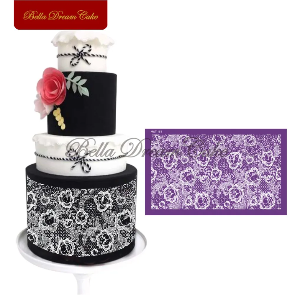 

Tulip Flower Lace Design Cake Stencil Fondant Wedding Mesh Stencils Fabric Cake Mould Cake Decorating Tool Bakeware