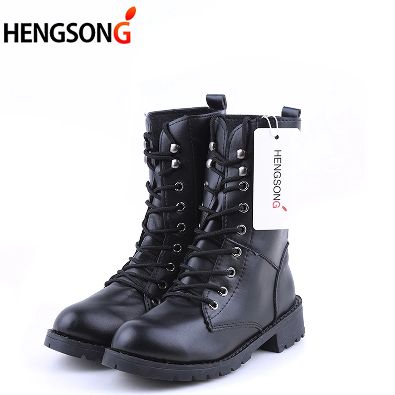 

2019 New Buckle Winter Motorcycle Boots Women British Style Ankle Boots Gothic Punk Low Heel ankle Boot Women Shoe