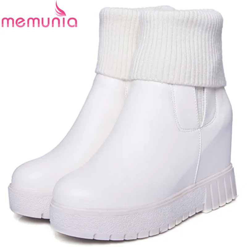 

MEMUNIA Height increasing shoes woman ankle boots for women in spring autumn womens boots female fashion big size 34-43