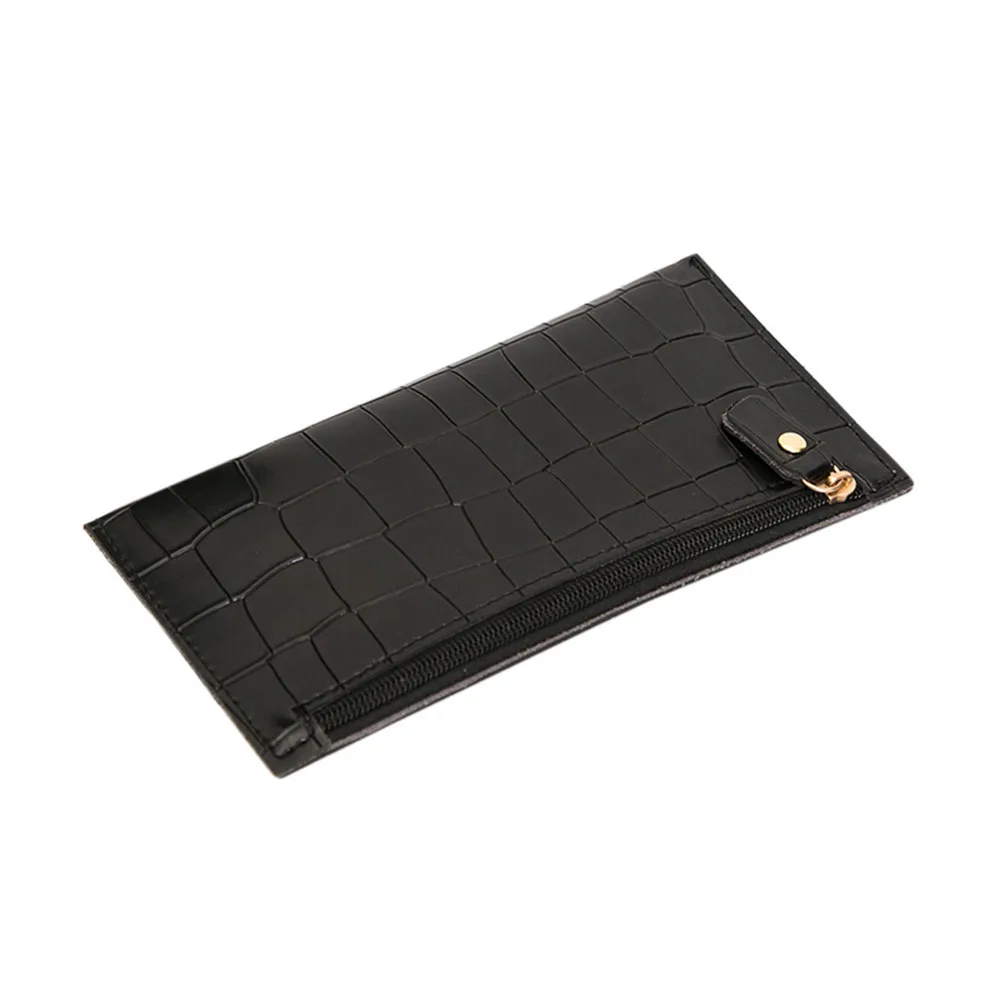 

Women Men Long Wallet Crocodile Pattern Single Solid Color Coin Purse Zipper Money Card Holder 2019 Handbag Mini Square Bag