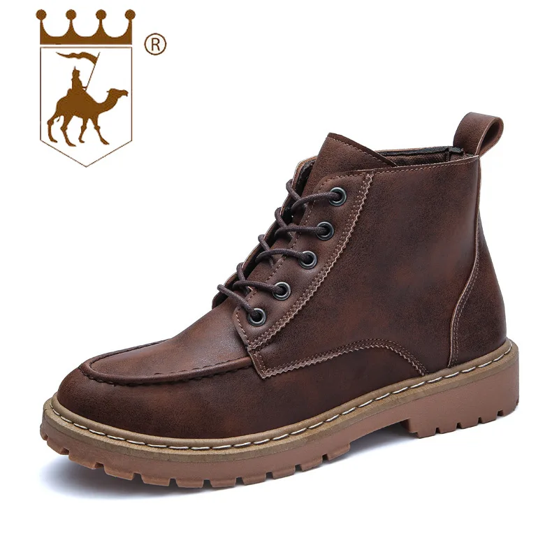 

BACKCAMEL Men's Leather Shoes Increase Lace-up Boots High Work Shoes Wear-resistant Non-slip Footwear Size39-44 Wholesale