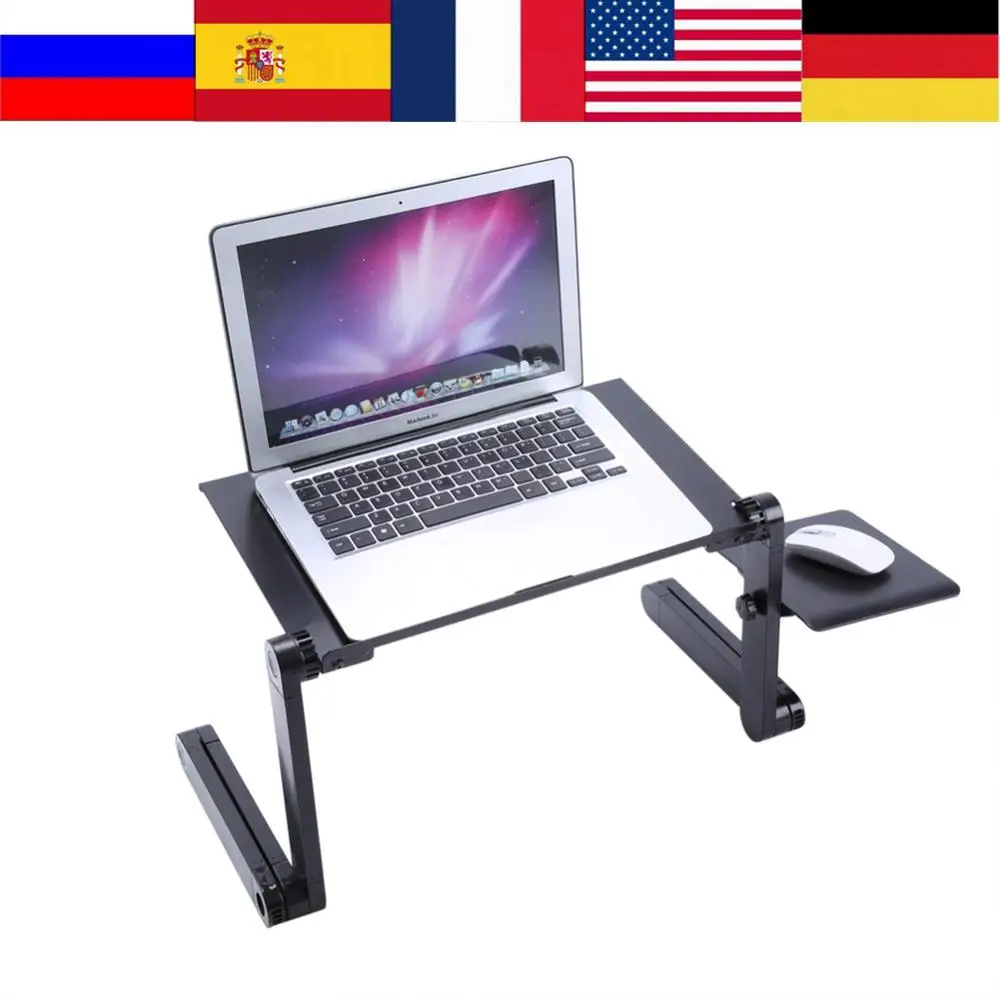 Us 10 88 28 Off Multi Functional Adjule Portable Aluminum Laptop Table Stand For Bed Sofa Folding Notebook Desk With Mouse Pad In