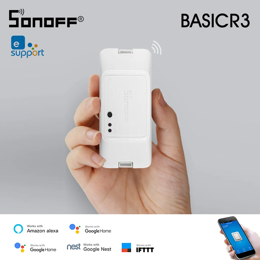 

SONOFF BASIC R3 WIFI DIY Smart Switch With Timer Internet APP Voice LAN Control DIY Mode Work With Amazon Alexa Google Home Nest