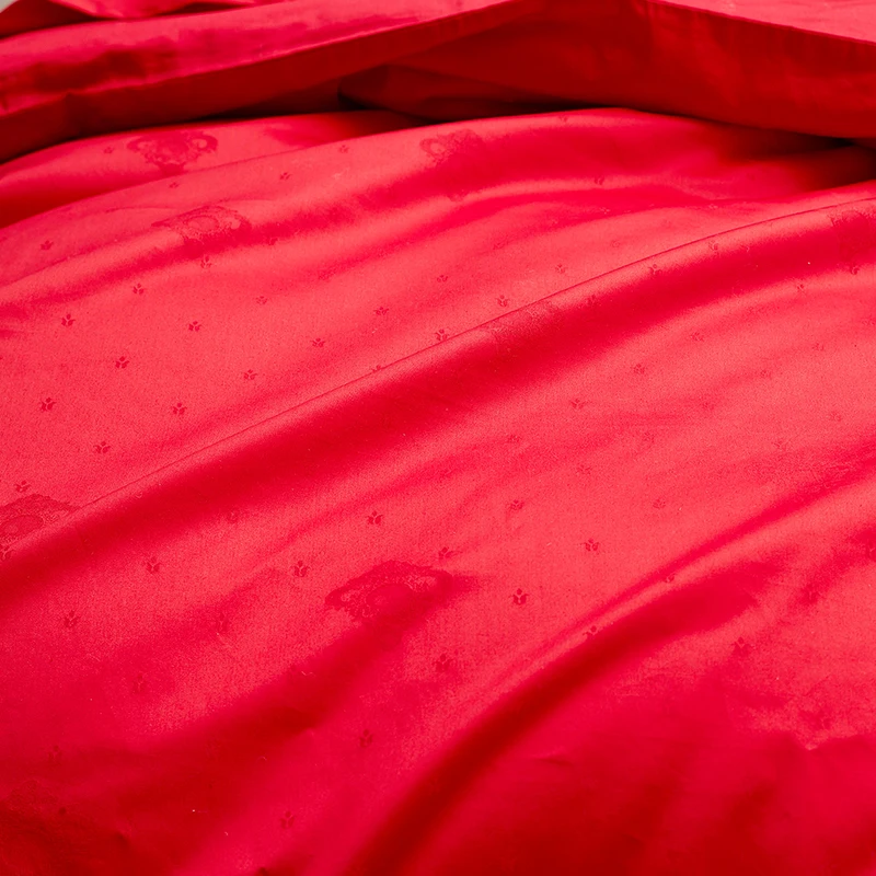 Best 1000 Thread Count Red 100% Cotton Wedding 4 Piece Bedding Set Euro Baroque Gold Embroidery Bed Linens Queen King Size Bed Set 5