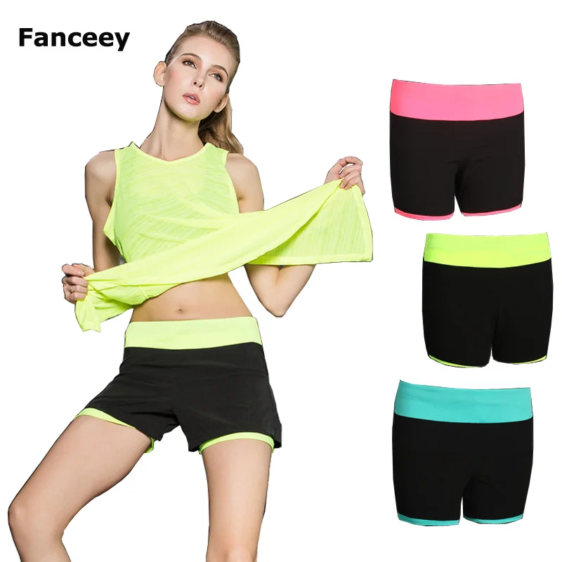 Fanceey Women Sport Running Shorts Elastic Waist Woman Quick Dry