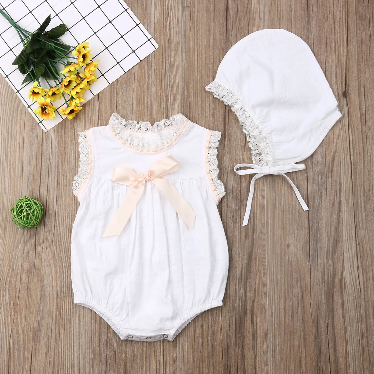 

Pudcoco Newborn Baby Girl Clothes Solid Color Sleeveless Lace Ruffle Romper Jumpsuit One-Piece Outfit Sunsuit