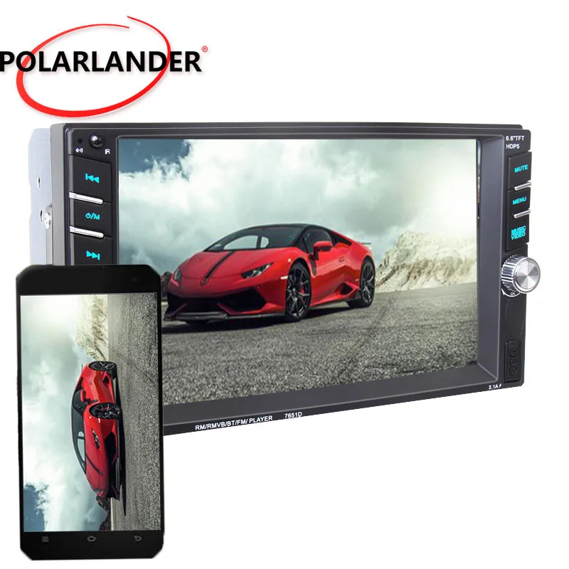 

2Din Mirror For Android Phone 6.6" Remote Control 12 Languages Car Radio USB/SD Touch Mirror Link Screen Bluetooth MP5 Player