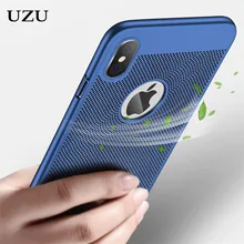 

UZU For iPhone 5 5S SE Back Cover etui Ultra Slim Phone Case For iPhone X 6 6s 7 8 Plus Hollow Heat Dissipation Cases Hard PC 10