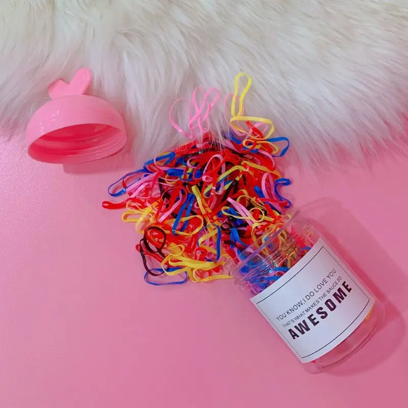 Children Baby Girls Elastic Rubber Band Sweet Macaron Candy Color Hair Ropes Colorful Mini Ponytail Holder Tie Gums Rings With C