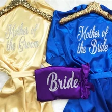 На Заказ Свадебный день халат атласный, мать невесты атласная Шелковая пижама халаты, девичник белье кимоно халаты купальные халаты