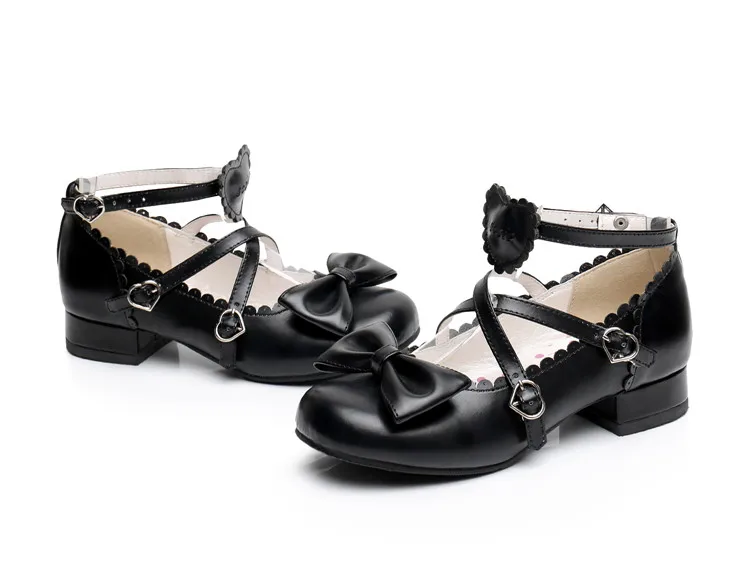Балетки Mary Jane с бантиком для девочек; туфли с перекрещивающимися ремешками и милым декором; мягкие туфли Лолиты на низком каблуке