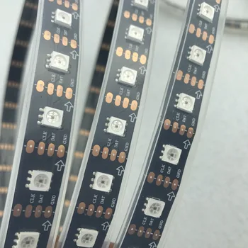 

4M DC5V SK9822 addressable led pixel strip;60leds/m with 60pixels/m;BLACK PCB;waterproof in silicon tube
