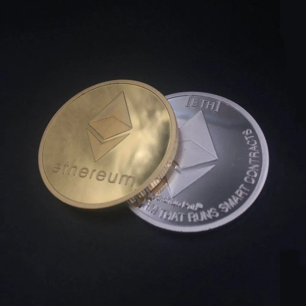 Gold Silver Plated Ethereum Coin Replica Art Collection Gift Physical Metal Antique Imitation Non-currency Coins Collectibles