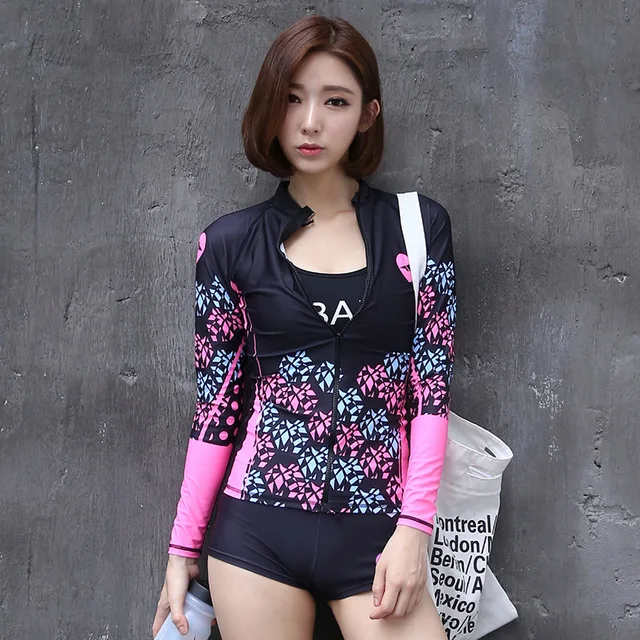

2019 Women Water Sports Long Sleeves +shorts Surf boating drifting DiveSnorkeling Diving Surfing Swimming Tight Swimsuit wetsuit