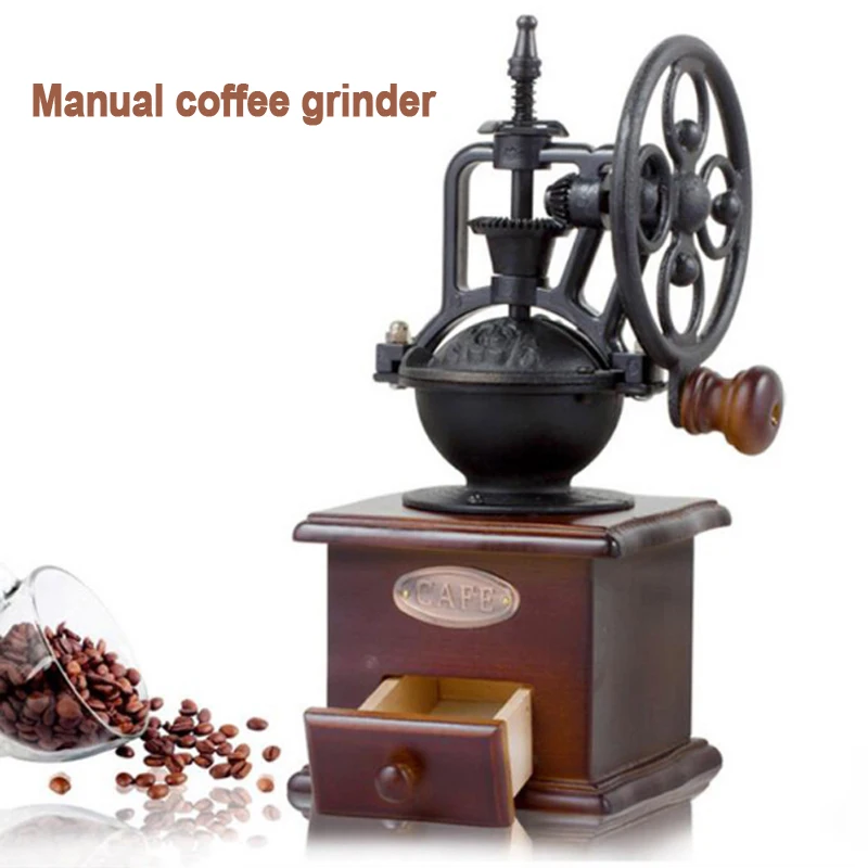 

Hand-shaked coffee bean grinder Retro grinding machine Round-wheel manual coffee grinder for home,cafe with english instructions