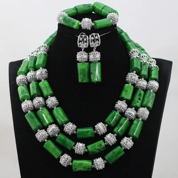 

Luxury African Necklace Sets Glamorous Nigerian Beaded Jewelry Unique Style QW1035