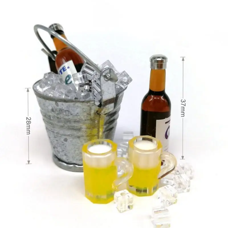 

Cute DIY Miniature 1:6 Dollhouse Accessories Mini Simulation Ice Barrel Beer Wine Bottle Kitchen Pretend Play Toy