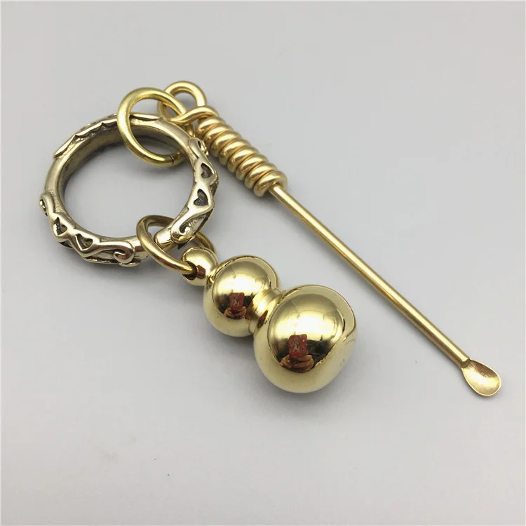 

Chinese style vintage Brass ear spoon pattern Keychain handmade with Pendant key chain for gift Accessories bag decorations