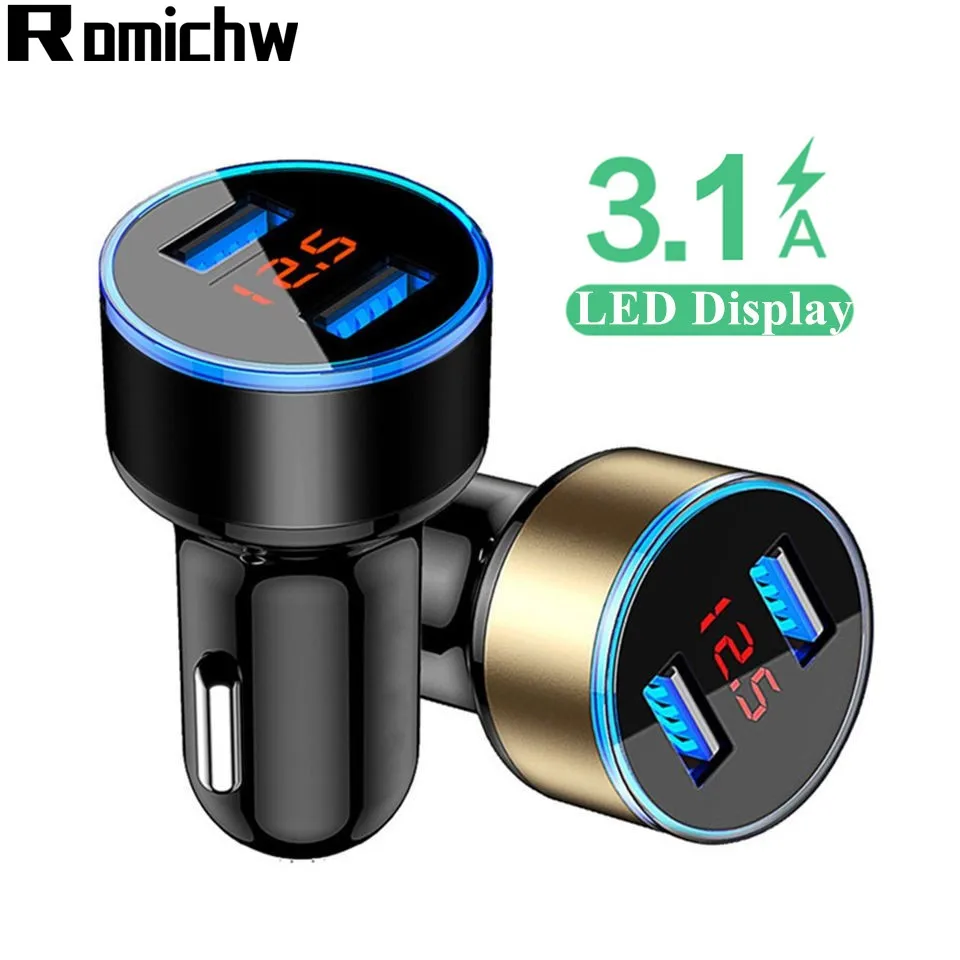 Автомобильное зарядное устройство ROMICHW с двойным USB 3.1A Быстрая зарядка