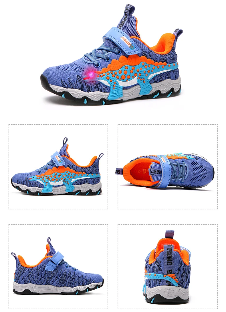 Dinoskulls Big Boys Shoes LED Mesh Kids Sneakers Light Up Sport Tennis Children Trainers Autumn Boys Running Shoes