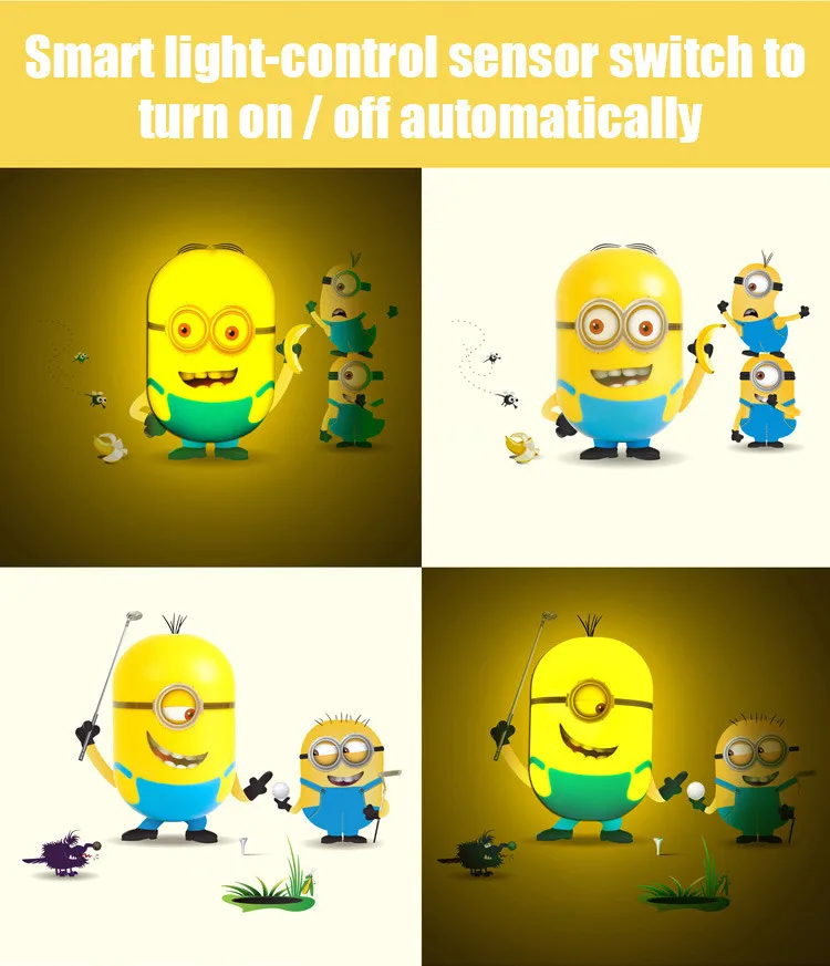 Despicable Me 2 Minions Figures LED Light Control Sensor Night Light Lamp Toy Shop 15