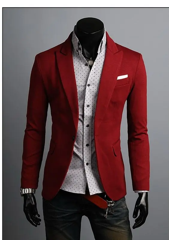 2016 Win Red Casual Style Blazer For Men Slim Fit Wedding Prom Dinner