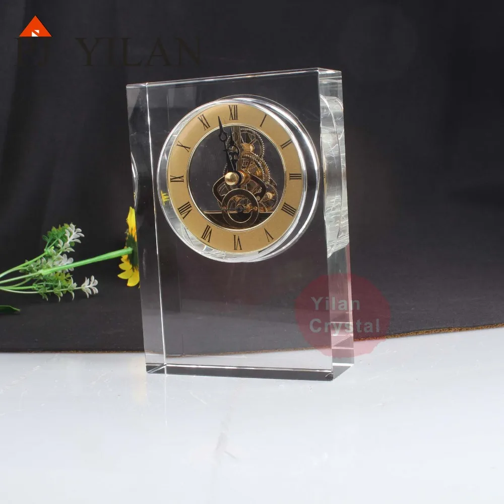 

nice rectangle shape crystal table clock Home decoration Crystal souvenir