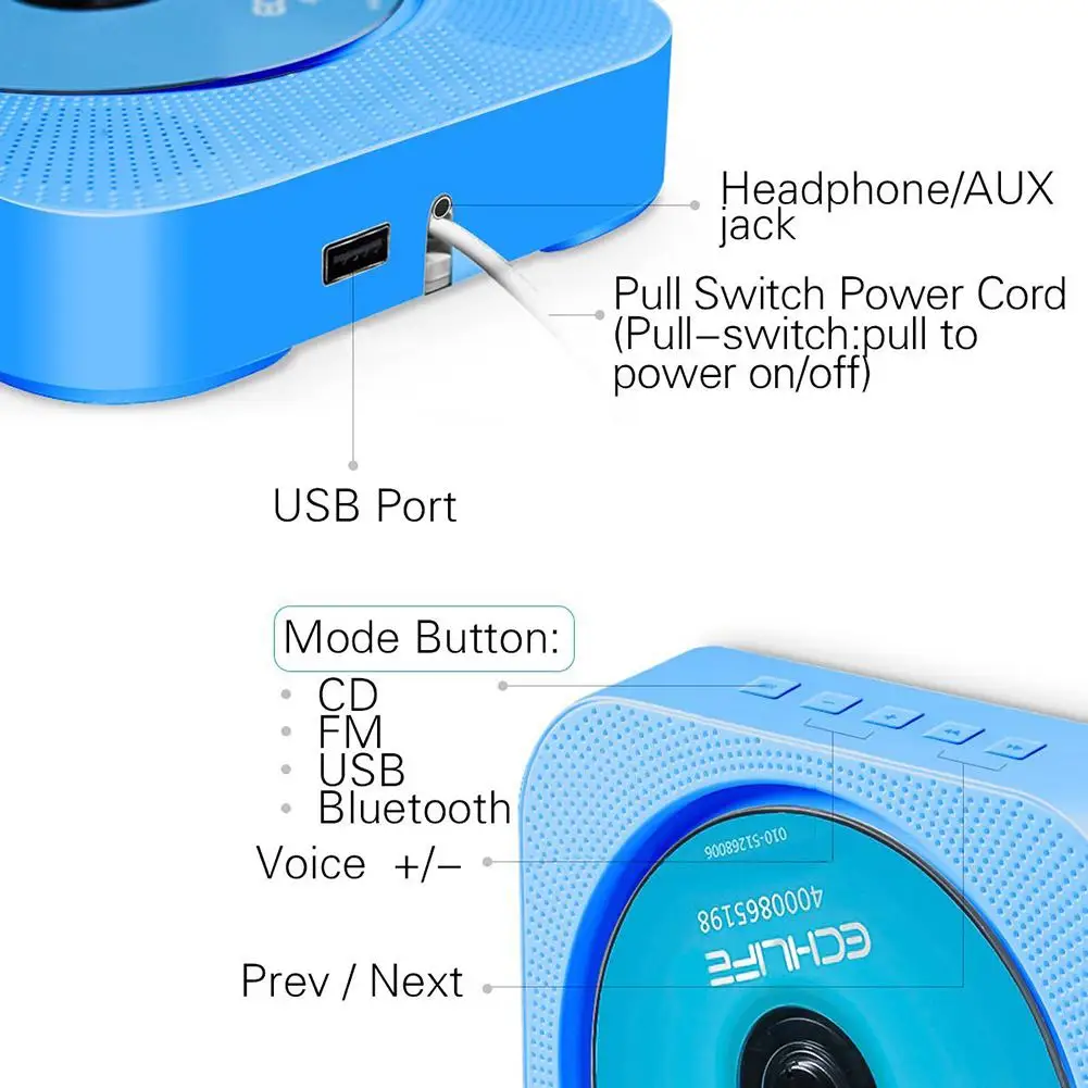 HobbyLane плеер настенный Bluetooth портативный домашний аудио магнитофон с пультом дистанционного управления Встроенный HiFi динамик USB MP3 d25