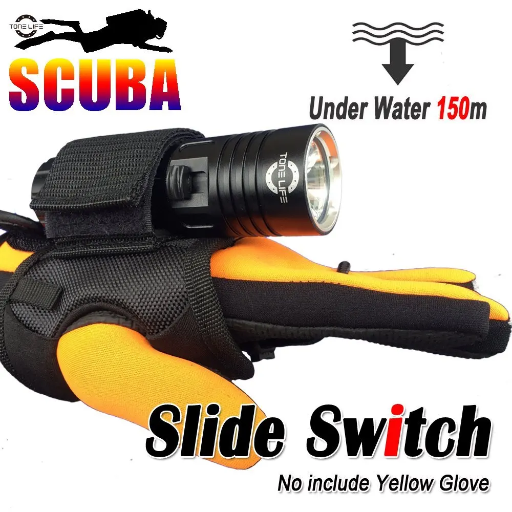 

Waterproof 1000 Lumens XM-L2 LED Diving Masks Flashlight UnderWater 150m Depth Bright LED Lighting Lamp Dive Lights Torch+Glove