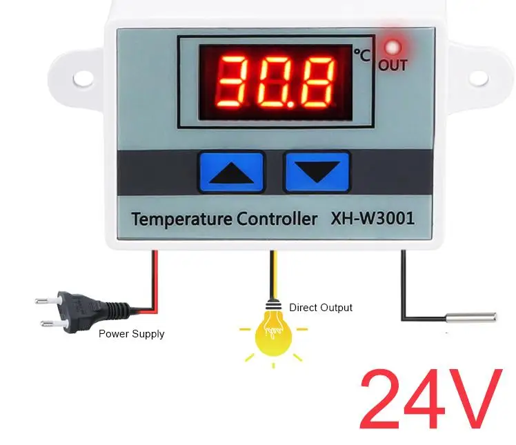 Цифровой термостат Температура Регулятор 12 V 24 V 110 V 220 V терморегулятор, термостат инкубатор Termometro XH-W3001 - Цвет: 24V