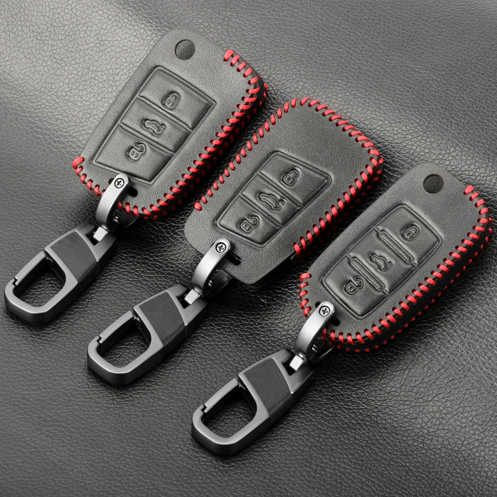 

Fashion Leather Car Key Case Cover For Volkswagen VW Polo Passat Golf GTI GTD Jetta Tiguan Gol CrossFox Plus Eos Scirocco Beetle