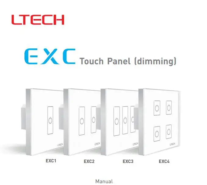 

LTECH 110V -220V AC EXC1 EXC2 EXC3 EXC4 Wall Mount DMX 2.4GHZ RF Dimming Touch Panel 1 2 3 4 zone For LED Strip Light Lamp Tape