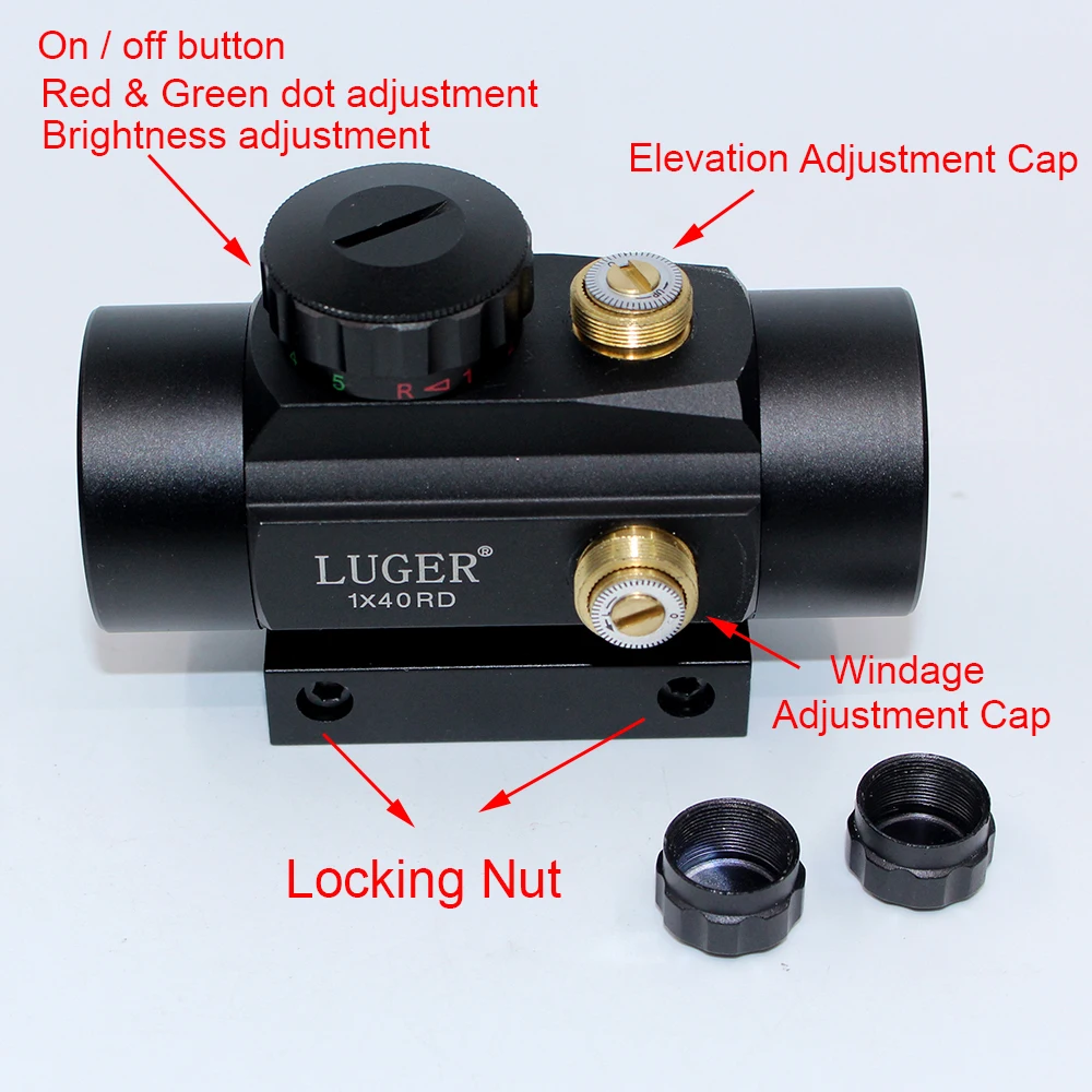التكتيكية 1X40 MM الأحمر الأخضر نقطة النطاق البصري البصرية تلسكوب الموازاة Riflescope الصيد مع 11/20 مللي متر تتوافق ل بندقية في الهواء الطلق مسدس هواء