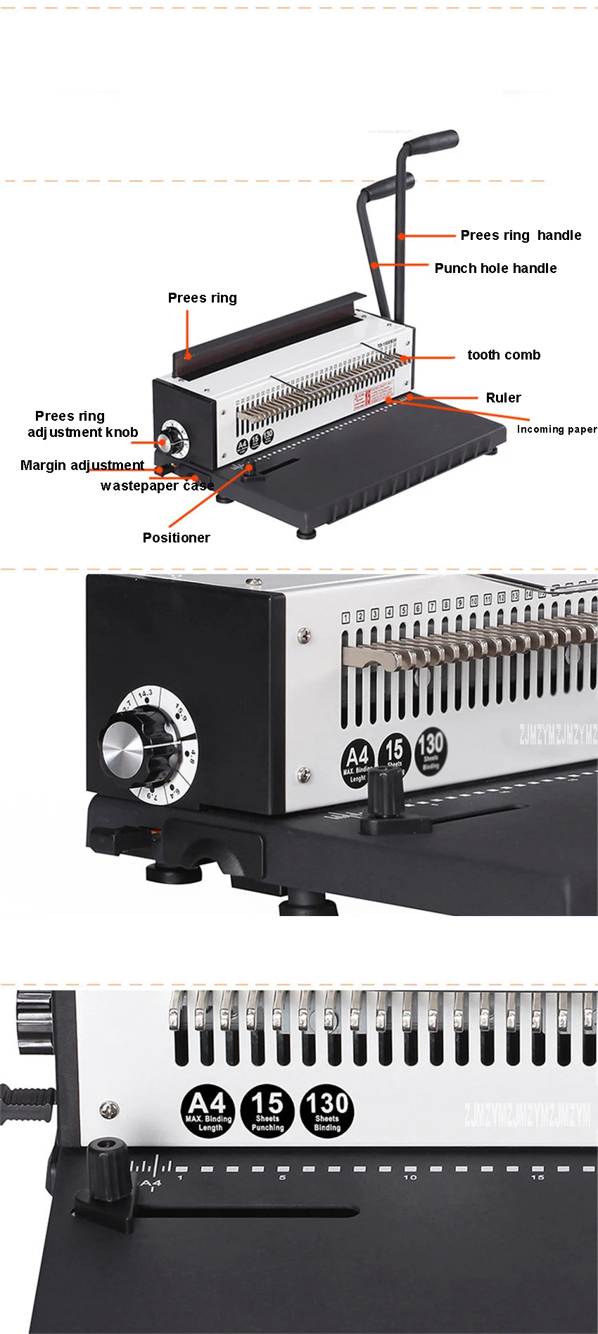 TD-1500B34 ручная спиральная проволочная машина для переплета металла 34 пробивая дырка квадратная 4*4 мм, фотоальбом A4 бумажный переплет Дырокол машина