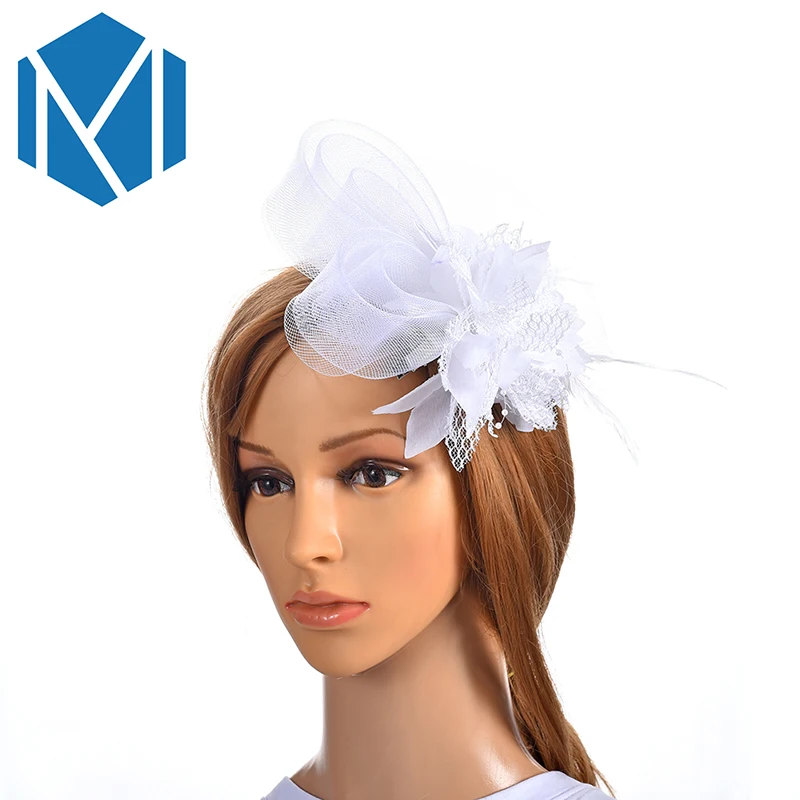 

M MISM Women Girls Chic Fascinator Cocktail Wedding Party Church Hair Clip Feather Hair Accessories Hairpins Hair Bands