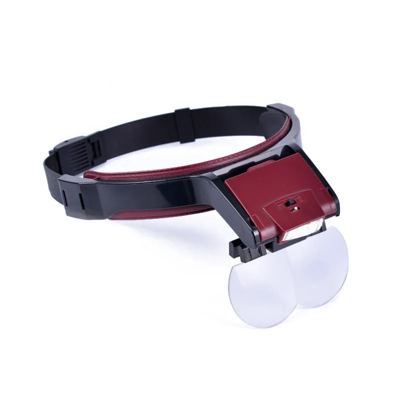 Wearing Magnifier 1.7X 2X 2.5X 3.5X Magnifying Glass Loupe with LED Light Jewel Repair Illumination Helmet Style Headband