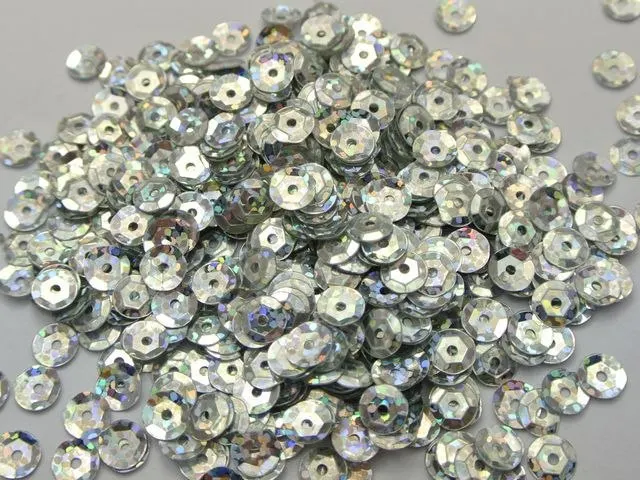 

5000pcs Silver Laser Hologram 6mm CUP round loose sequins Paillettes Costume jewelry accessories sewing Wedding craft