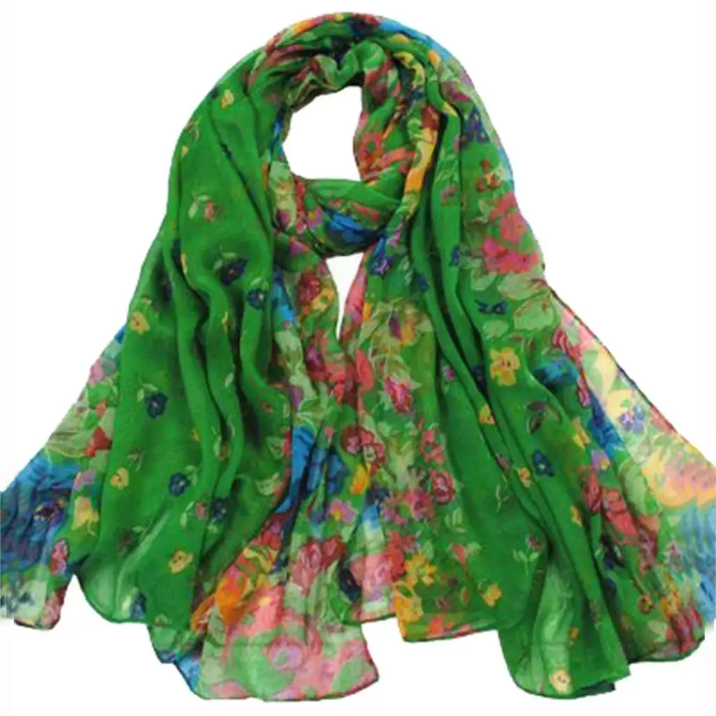 

Newest Women's Spring Autumn Dark green Soft Big Long Scarf Vintage Printing Scarves 160*50cm