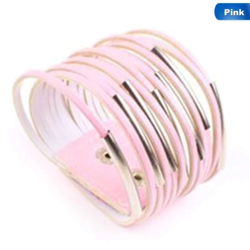 

New Arrival Fashion Style Simple Leather Bracelet Multilayer Wrap Charm Bracelets Magnet Bangles Chain Woman