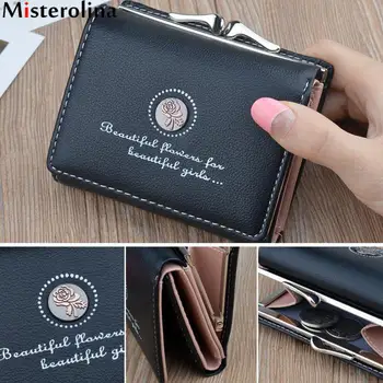 

Fahsion Women Small Wallet Cute Vintage Floral Mini Hasp Purses Female Coin Purse Credit Card Holder Ladies Clutch Short Wallets