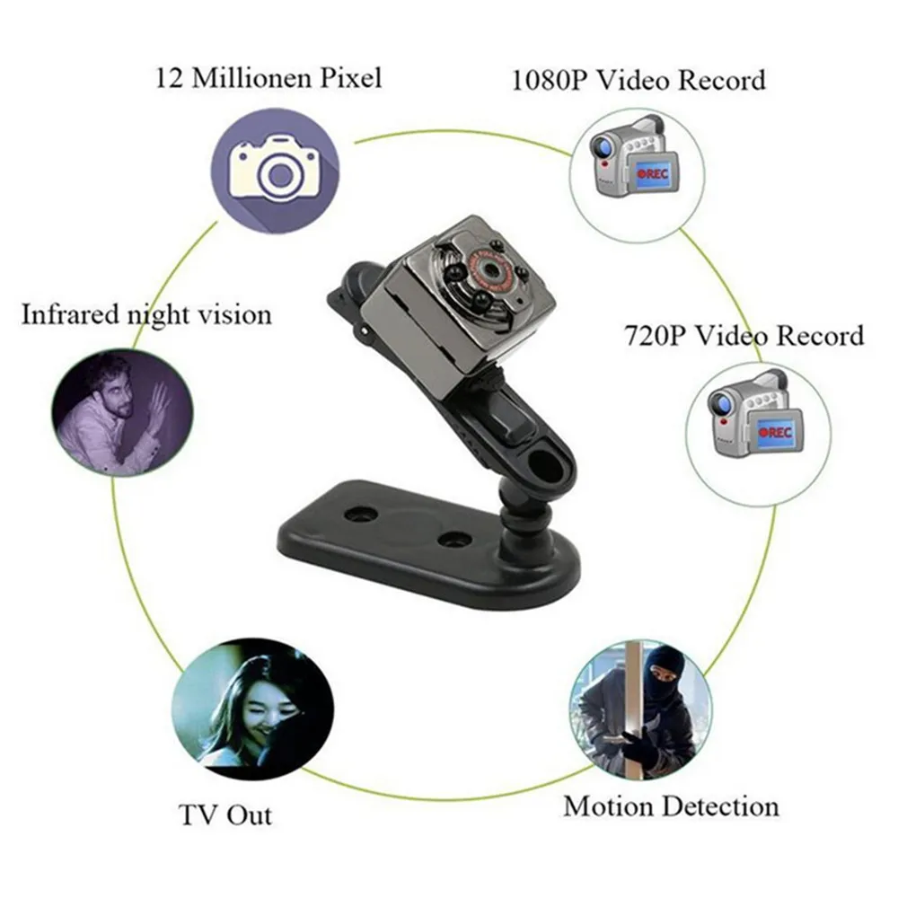 SQ8 мини DV Спортивная уличная камера видео DVR Cam corder Micro автомобильный детектор движения с инфракрасным ночным видением металлический черный монитор