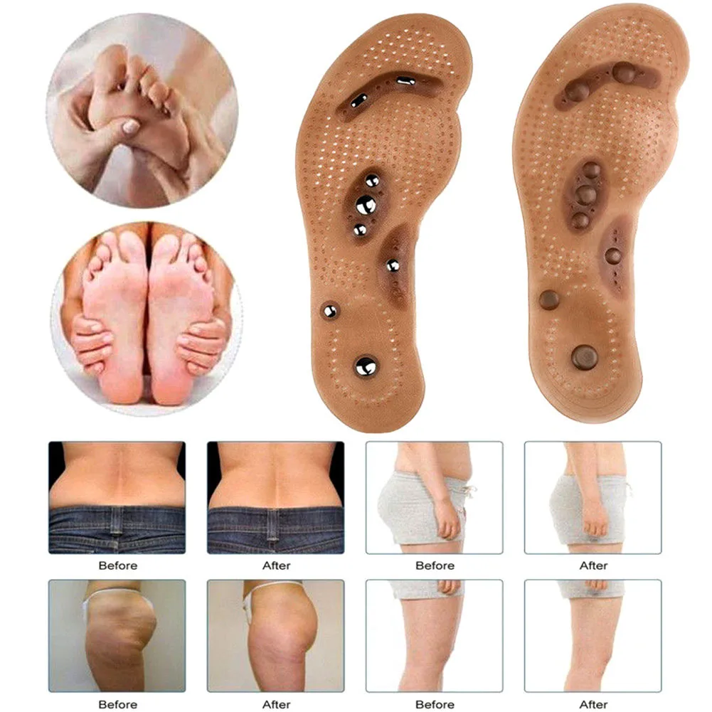 

High Quality 1 Pair Foot Care Cushion Acupressure Slimming Insole Pads Support Magnetic Massage Shoes Insoles for Men Women