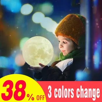 

Rechargeable 3D LED Night Light Print Moon Lamp USB LED Light Touch Sensor Luz 3 Color 8 10 15 20 CM Creative Child Gifts Toys