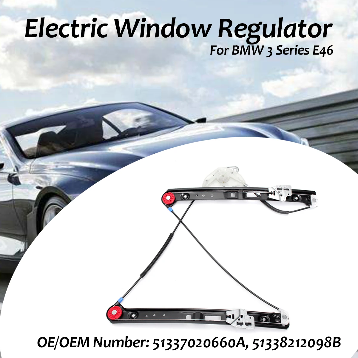 

Black Car Electric Power Window Regulators Driver Front Right Window Lifter Repair Kit for BMW 3 Series E46 1995-2008