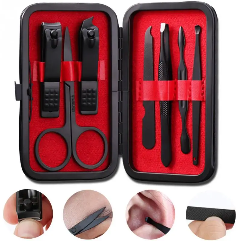 Nail Clipper Set Portable File Remover Anti-slip Steel Cuticle Pusher Eyebrow Scissor Polish Safe Manicure Rustproof Useful | Красота и